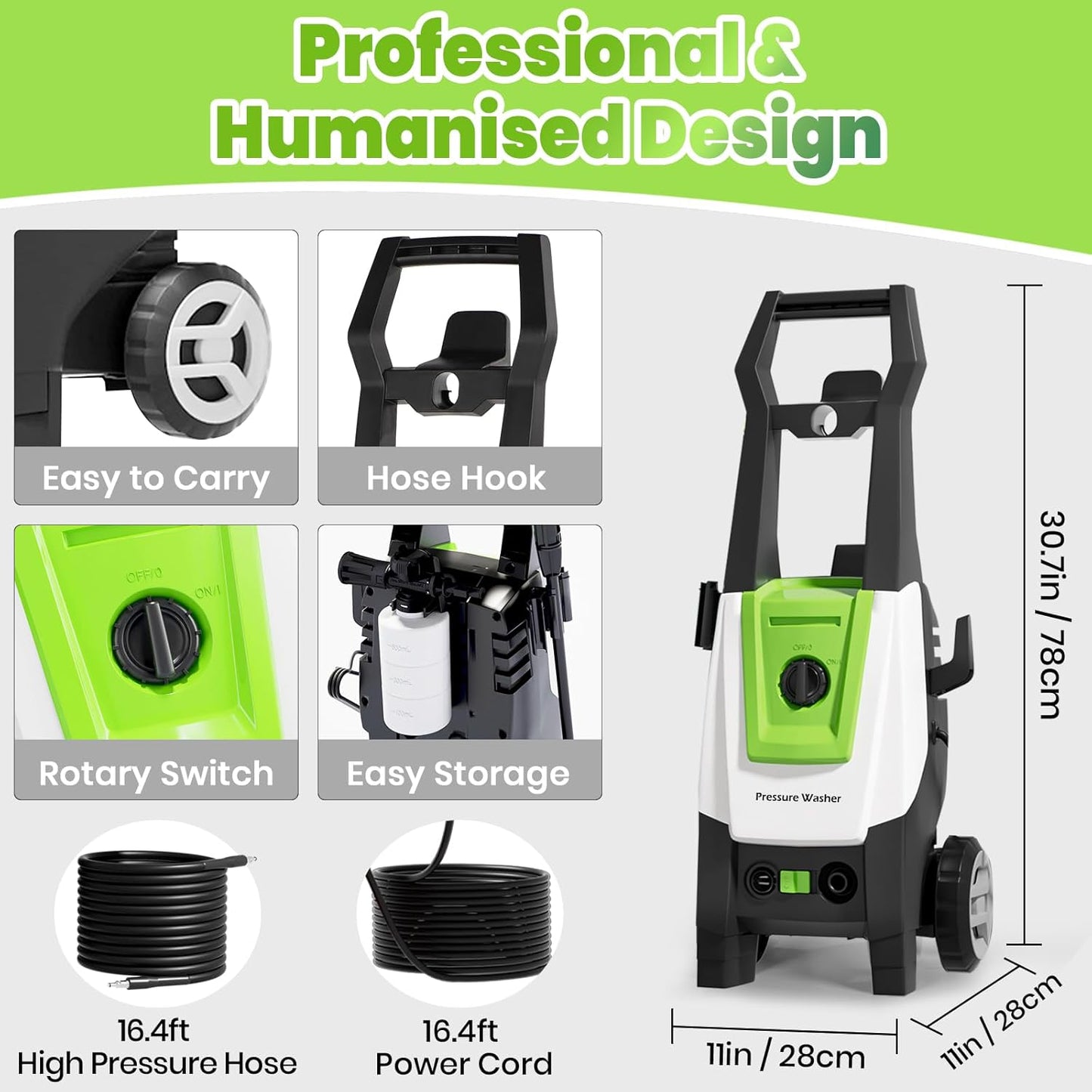 Stream 2000w 160Bar Pressure Washer with Adjustable Nozzle