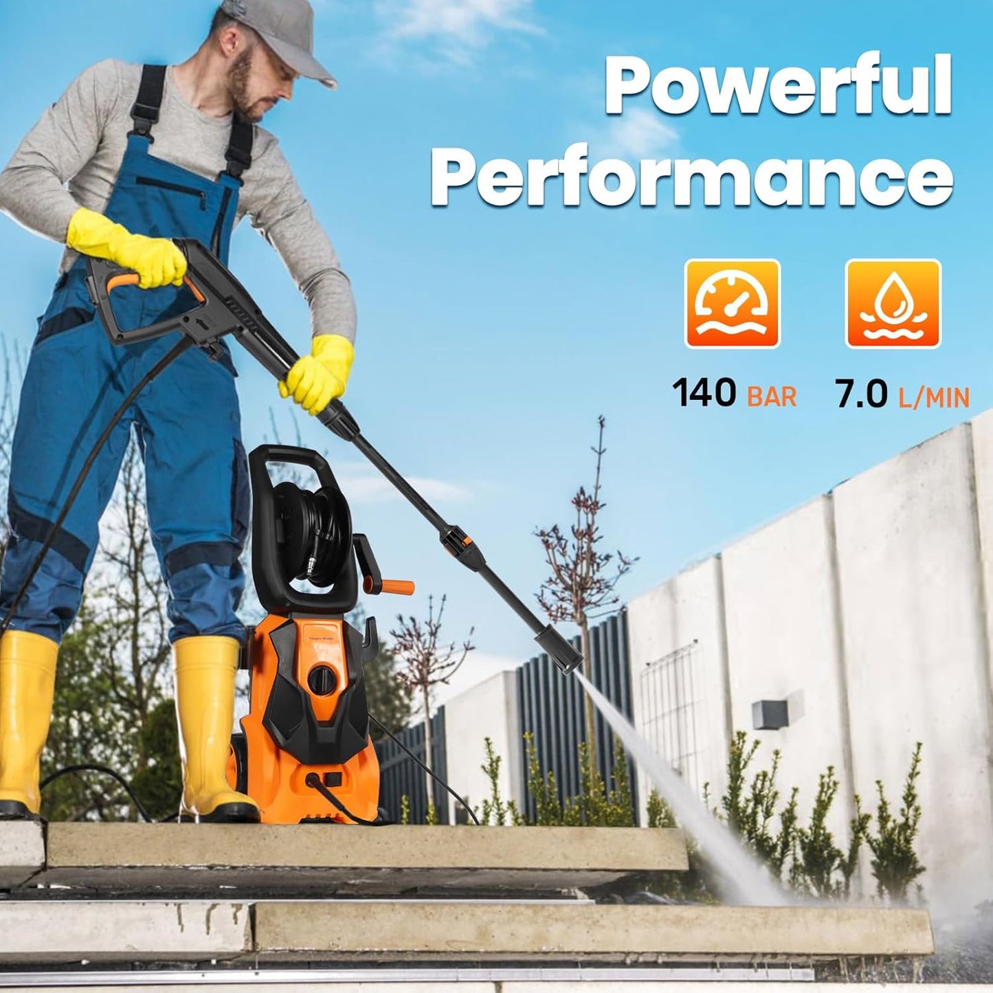 Stream Pressure Washer 1800W 140Bar with Hose Reel