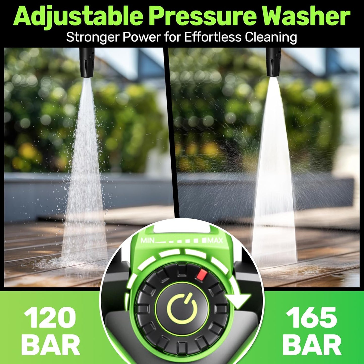Pressure Washer 2200W Max 160Bar with Adjustable Pressure Switch and Hose Reel