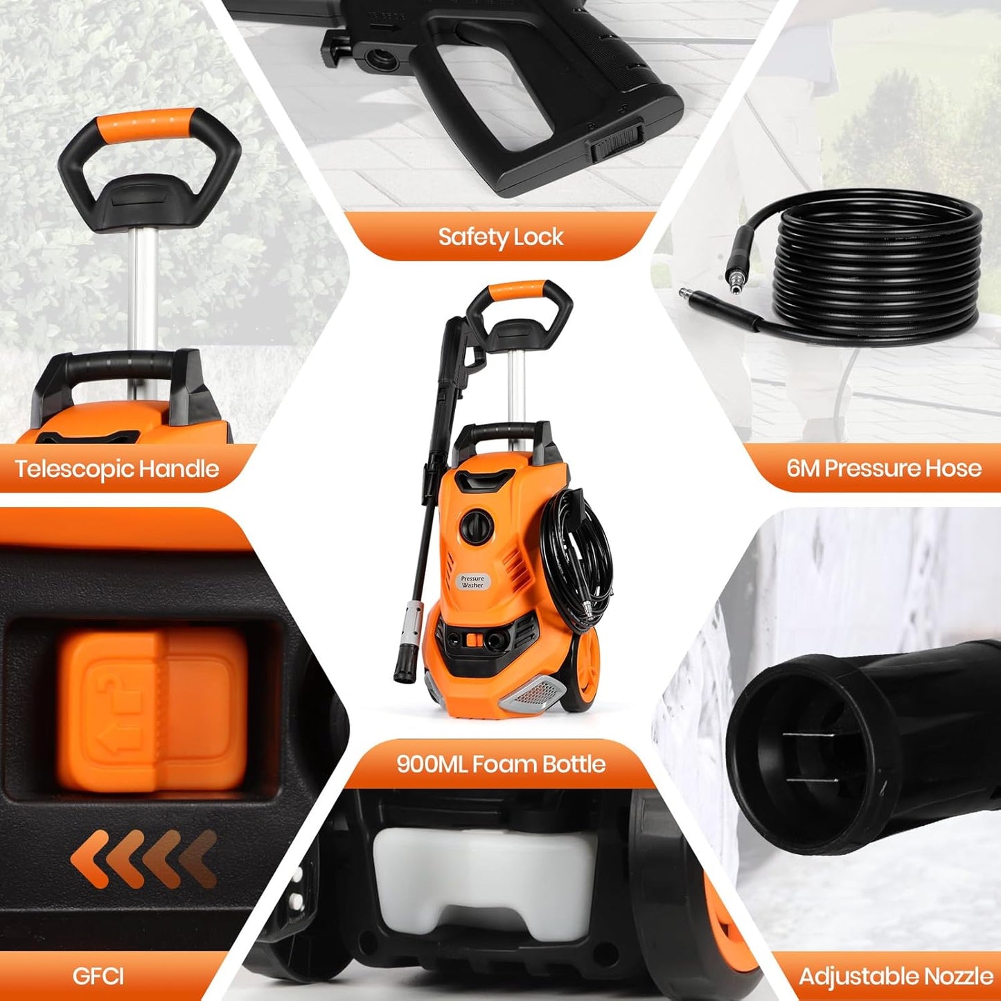 Stream Pressure Washer 2000W 160Bar with Telescopic Handle