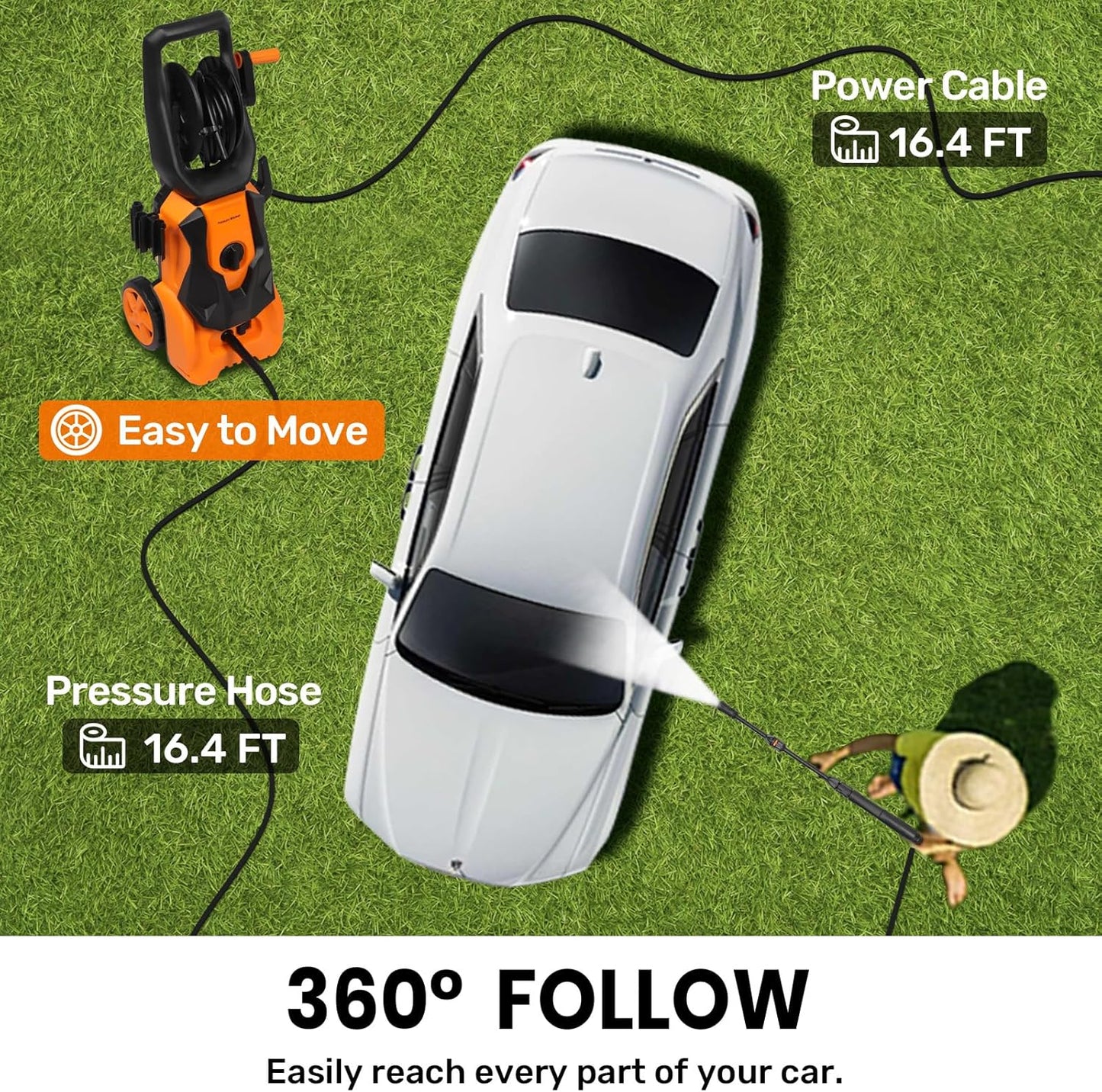 Stream Pressure Washer 1800W 140Bar with Hose Reel