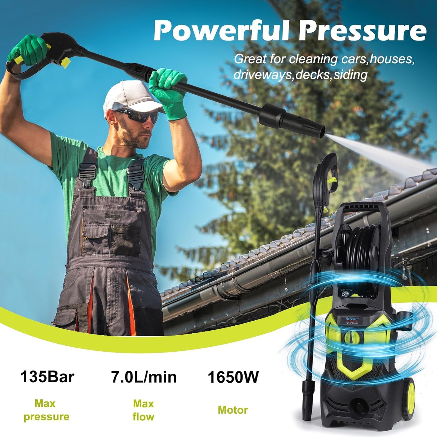 Stream Pressure Washer 1650W 135Bar