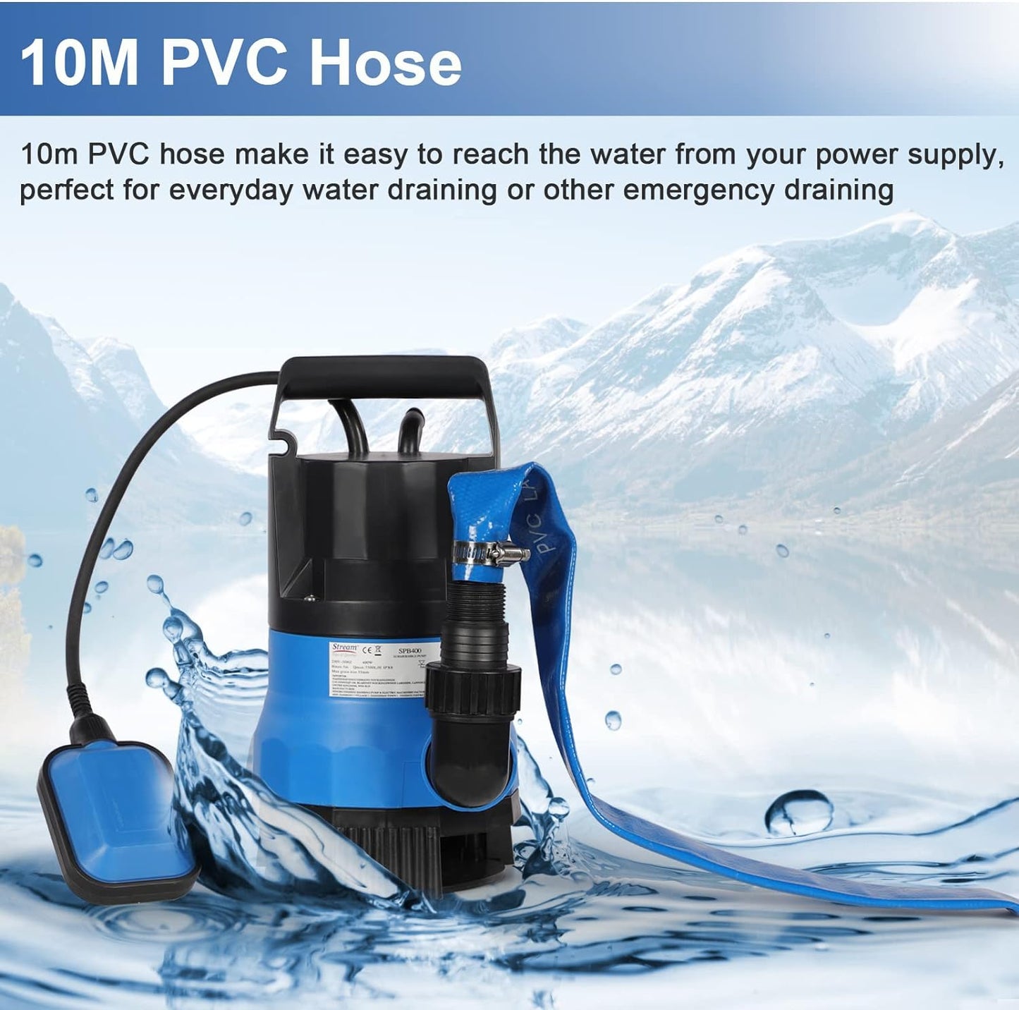 Stream 400W Submersible Water Pump with Hose