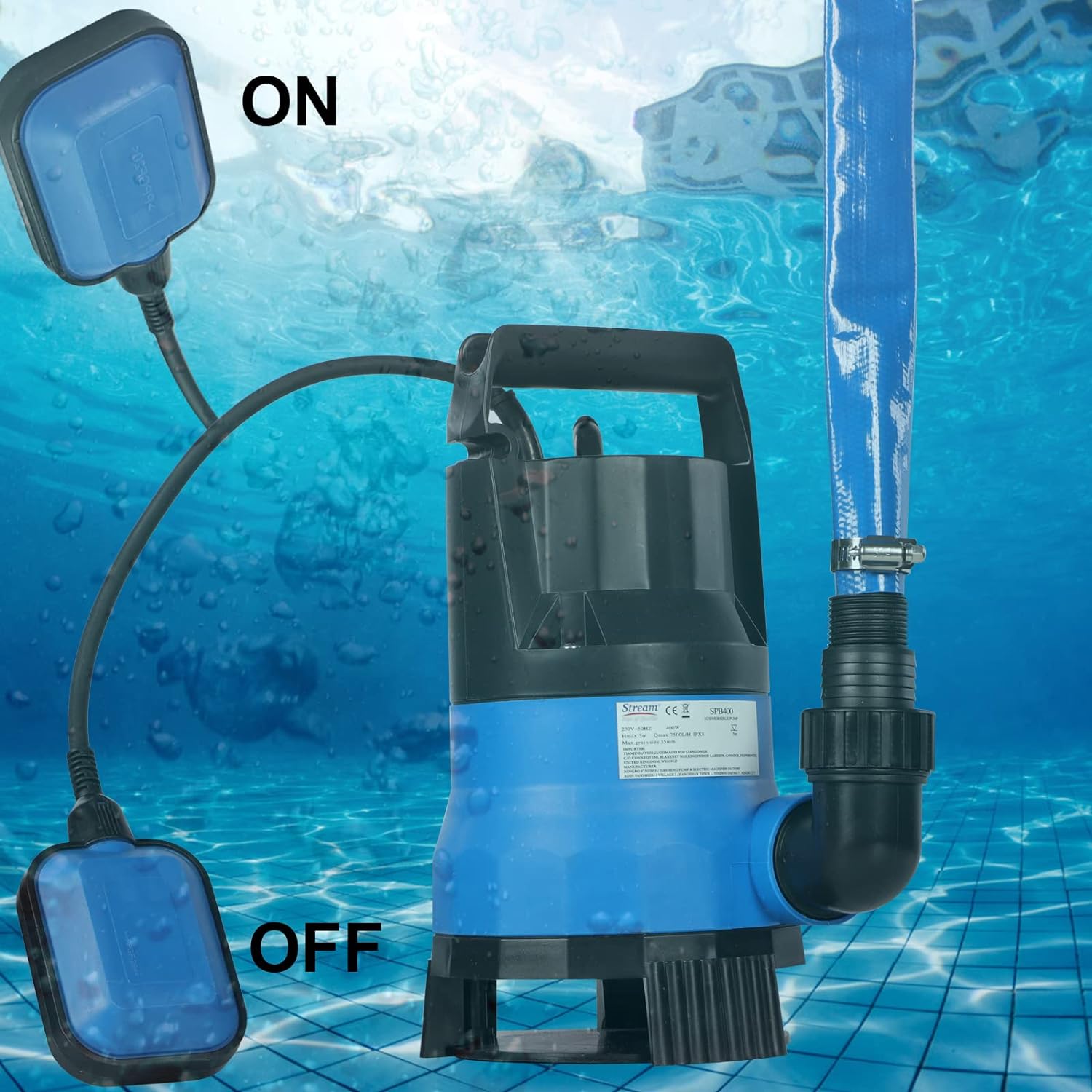 Stream 400W Submersible Water Pump with Hose