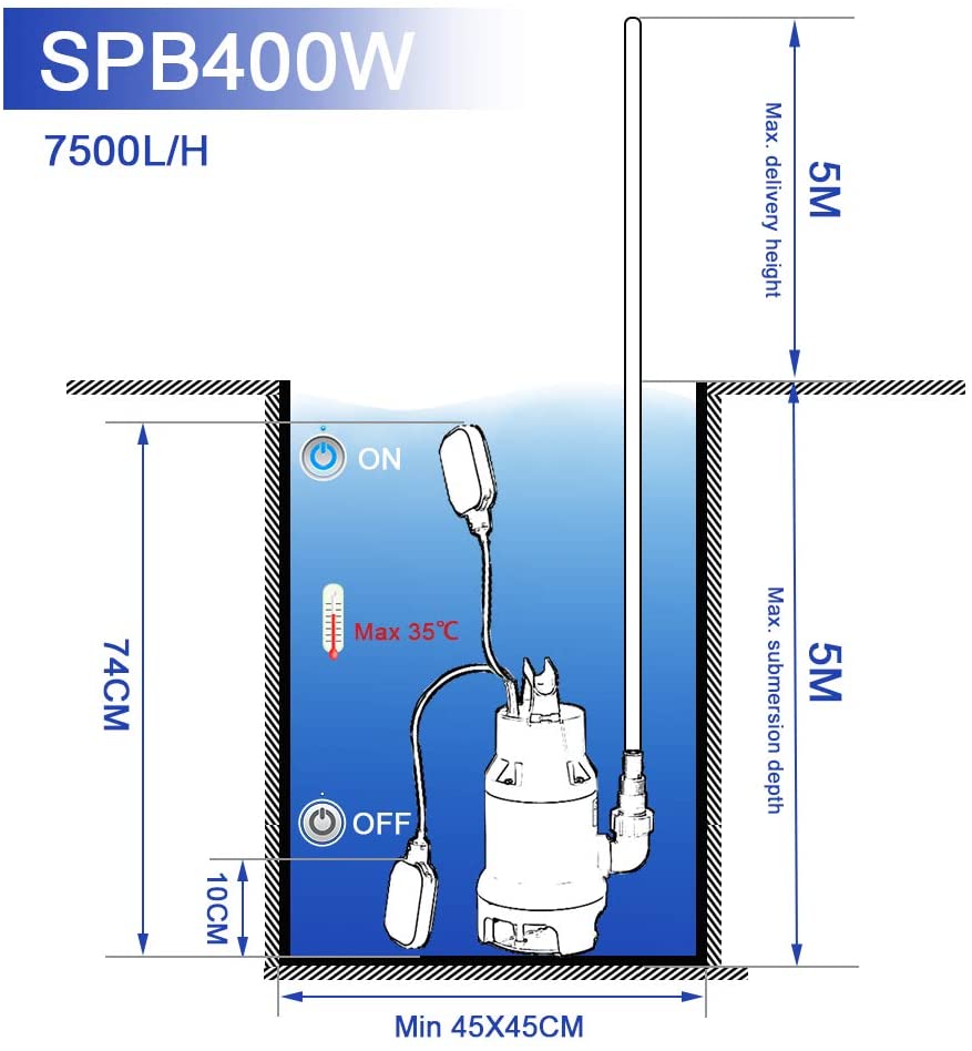 Stream 400W Submersible Pump with Float Switch