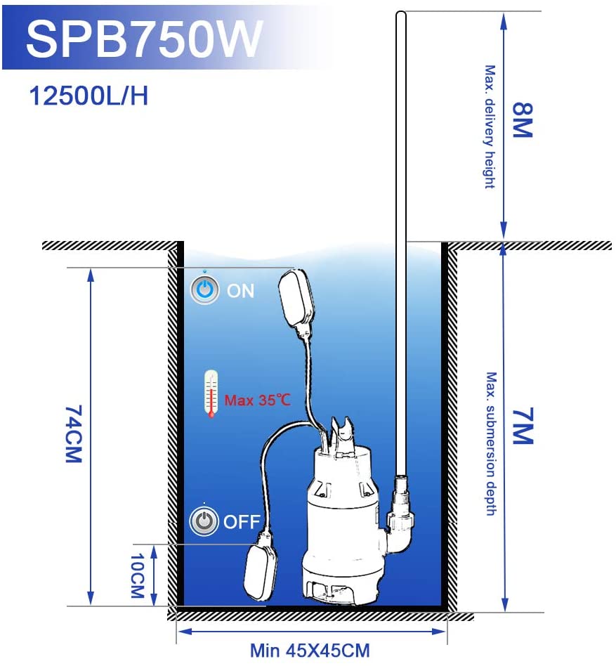 Stream 750W Submersible Pump with Float Switch